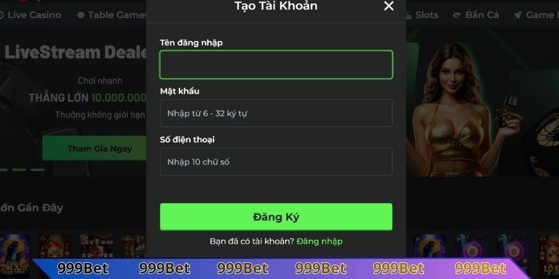 Các bước đăng ký 999Bet